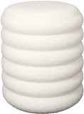 Home Deco Factory Poef/krukje Freya - bouclé stof - wit - D37 x H44 cm