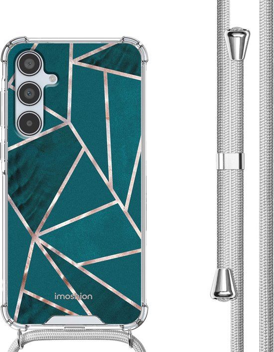 iMoshion Hoesje Samsung Galaxy A35 - Petrol Green Graphic - Back Cover met Koord