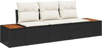 vidaXL Tuinbank Set 3-zits Zwart Polyrattan