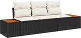 vidaXL Tuinbank Set 3-zits Zwart Polyrattan