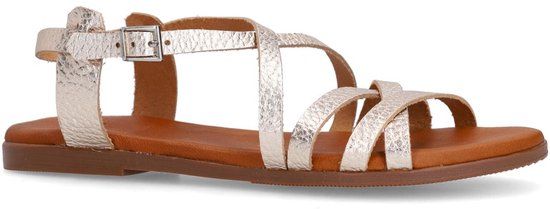 Manfield Dames Gouden Leren Sandalen Maat 37