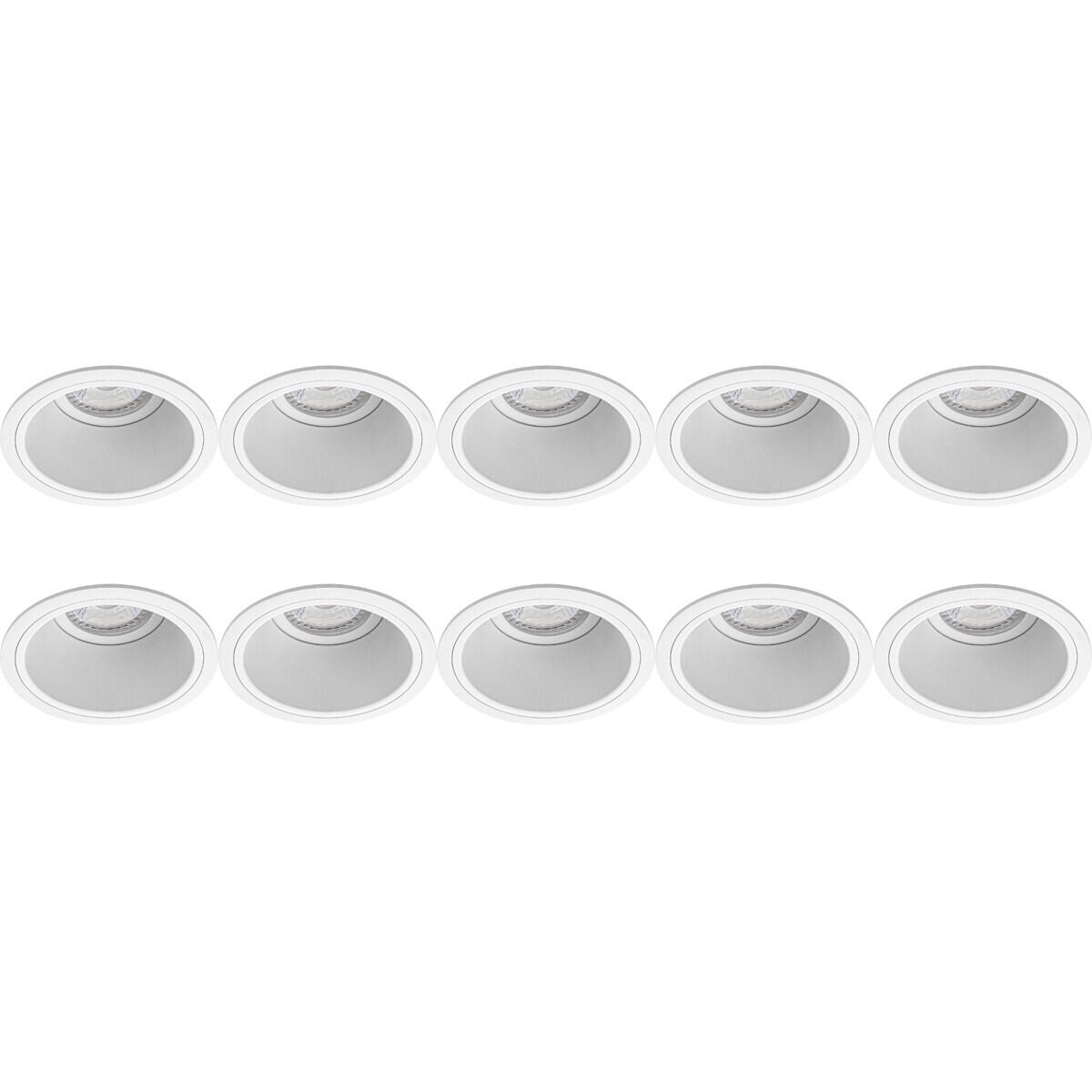 BES LED Spot Armatuur 10 Pack - Pragmi Minko Pro - GU10 Fitting - Inbouw Rond - Mat Wit - Aluminium - Verdiept - Ã˜90mm