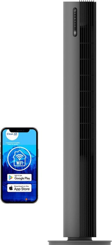 Clean Air Optima CA-407G Smart Tower Fan - 12 Speeds, Ionizer, 10dB Quiet, App Control