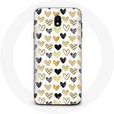 Maniacase Hoesje voor Samsung Galaxy J5 2017 Abstracte textuur achtergrond hartjes zwart geel en grijs