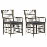 vidaXL Tuinstoel Grijs PE-rotan, Staal en Polyester Stof