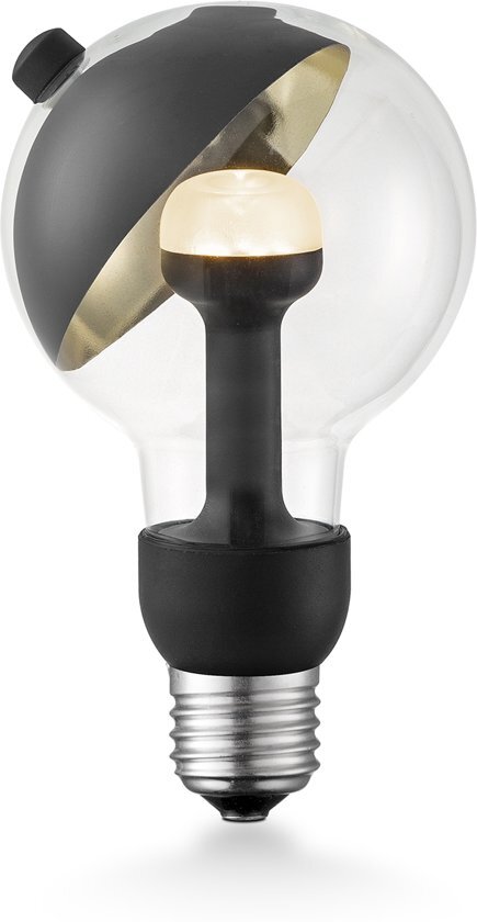 Move Me - LED lichtbron Sphere â€“ Zwart-Goud - Glas - GeÃ¯ntegreerd LED - Gericht Licht - B 8 cm â€“ 3W - E27
