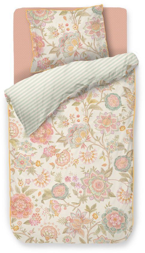 Pip Studio Bombay Bold dekbedovertrek - Eenpersoons - 140 x 200/220 cm - Gebroken wit