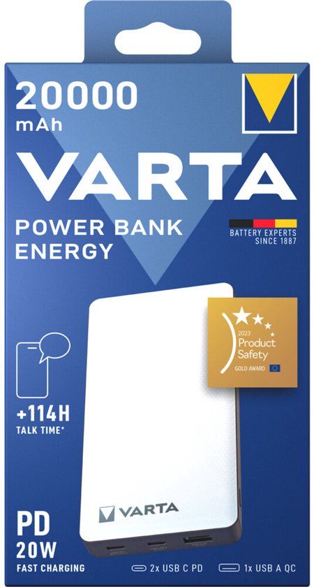 Varta Energy Powerbank 20000 mAh - Black/White