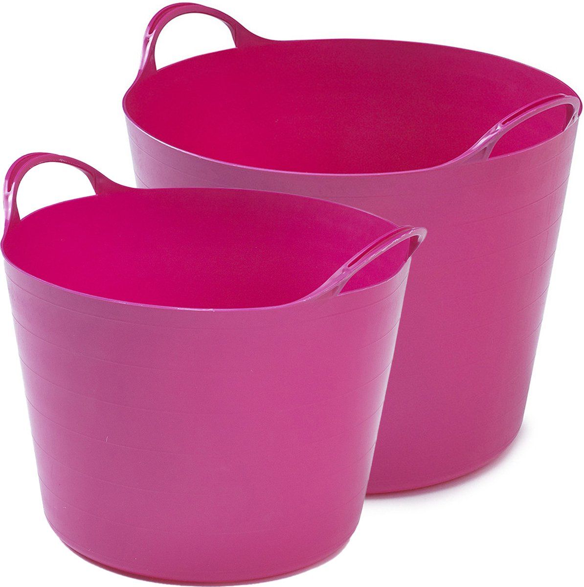 Whitefurze Flexibele emmers - 2 stuks - 14 liter en 26 liter - roze