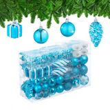 Merkloos / Sans marque Relaxdays Kerstballen - Set van 72 - Plastic - Onbreekbaar - Hartjes - Sokjes - Petrol