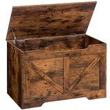 HOOBRO Kist, kistbank met deksel, zitbank met opbergruimte, speelgoedkist, 75 cm opbergdoos, 2 ringen, robuust, voor kinderen, robuust, hal, woonkamer, Vintage Bruin EBF77CW01