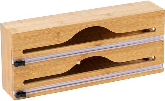 Merkloos Relaxdays Foliehouder - 2 rollen - Bamboe - Lichtbruin