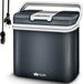 Tillvex glacière, électrique, 24 litres, mini-réfrigérateur 230 V et 12 V, pour voiture, camping, refroidit et chauffe, mode ECO (gris)