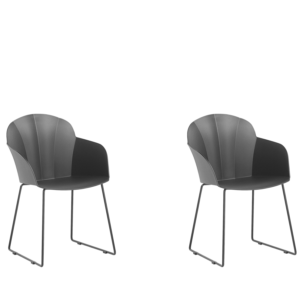 Beliani SYLVA Eetkamerstoel Set van 2 - Zwart - Synthetisch materiaal