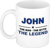 Bellatio Decorations John - Man Myth Legend Koffiemok - Donkerblauw - 300 ml