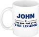 Bellatio Decorations John - Man Myth Legend Koffiemok - Donkerblauw - 300 ml