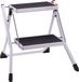 Merkloos MSV Klaptrap, trapladder, huishoudladder, ca. 49 x 49 x 45 cm, belastbaar tot 150 kg, 2 grote stalen treden met anti-slip matten, zwart