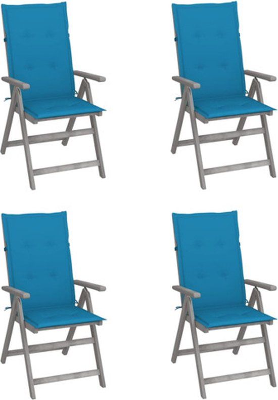 vidaXL Tuinstoelen 4 st verstelbaar met kussens massief acaciahout