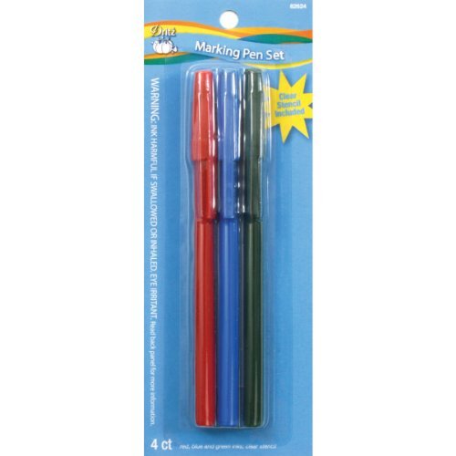 Dritz Derde markering pen set, rood/blauw/groen/helder