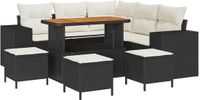 vidaXL Banc de jardin 8 pièces Noir/Crème