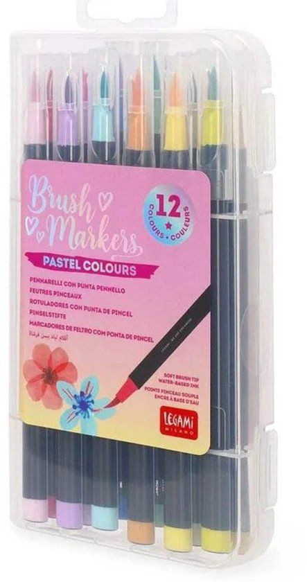 LEGAMI SET OF 12 BRUSH MARKERS - PASTEL COLOURS