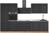 Vicco Complete keukeneenheid Fame-Line, Anthrazit-Gold Landhaus/Goudkleurig Eiken, 340 cm, WB Marmer