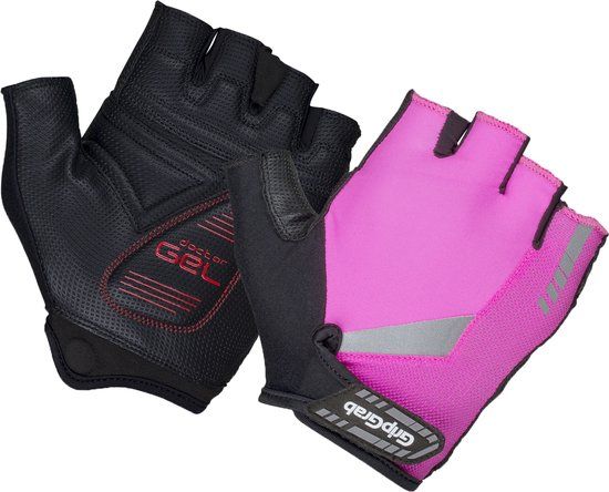 GripGrab ProGel Padded Korte Vinger Zomer Fietshandschoenen - Roze Hi-Vis - Unisex - Maat XXL