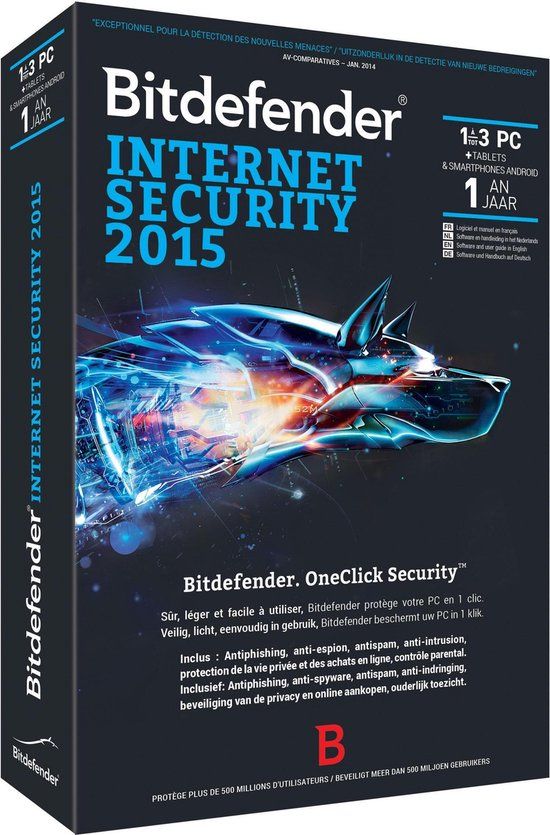 Bitdefender Internet Security 2015 - 3 Gebruikers / 1 jaar - Productcode