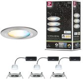 Paulmann LED-inbouwlamp Nova Coin IP44 rond 78 mm Tunable White 3x6W 3x530lm 230V Staal geborsteld Aluminium