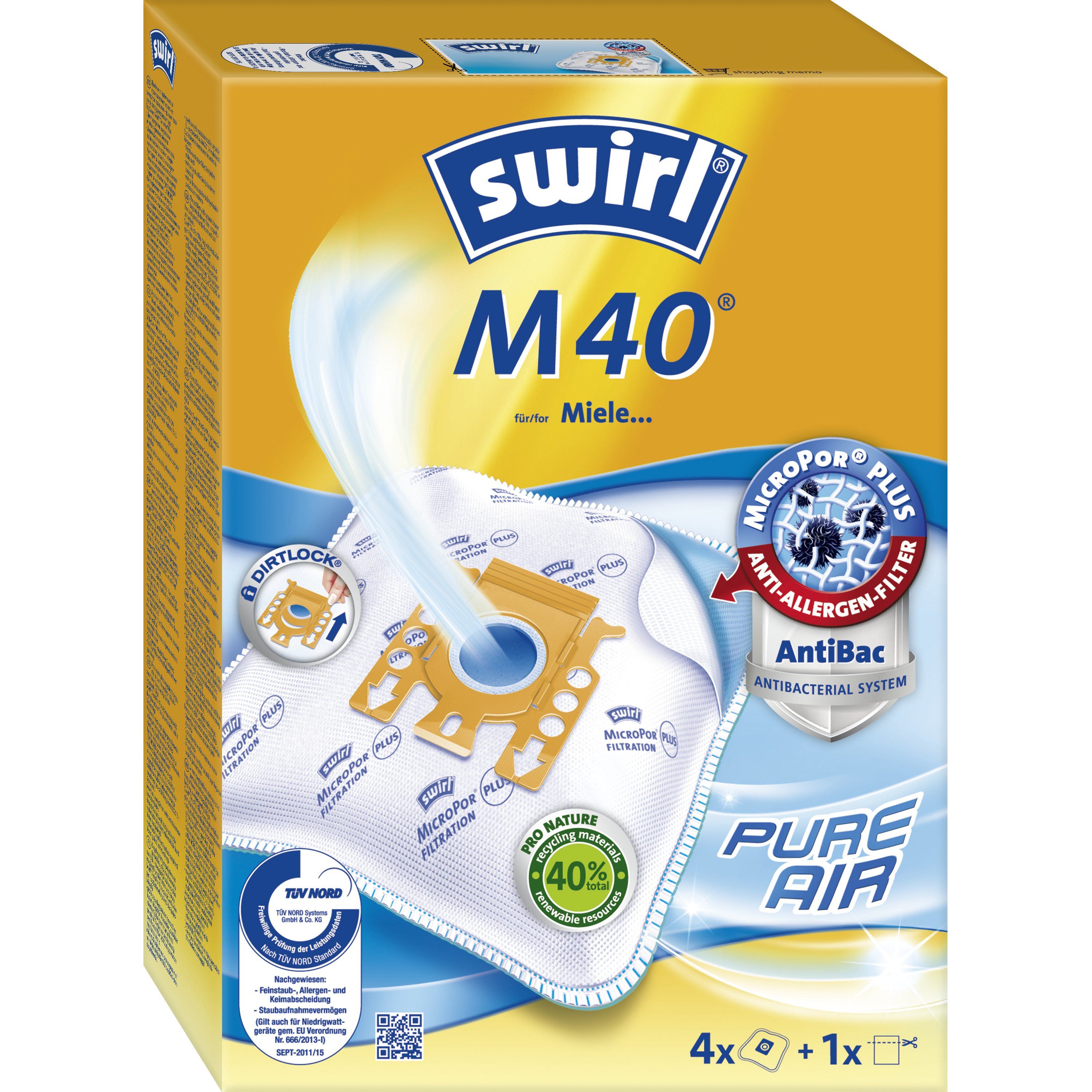 Swirl M 40 Stofzuigerzakken - Oranje/Wit - 4 stuks