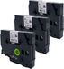 DULA Brother Compatible ruban d'étiquettes - Tze-221 - 3 cassettes - Brother P-Touch - Noir sur blanc - 9mm x 8m