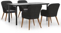 vidaXL Ensemble de jardin 5 pièces avec coussins, noir