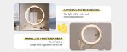 Miroir de salle de bain LED - Miroir mural en cuir de vachette - 800 x 800 mm - Cadre en aluminium doré - Anti-reflet - 3 couleurs de lumière - Fonction mémoire