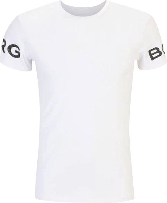 Björn Borg Sportshirt Heren Korte Mouw - Wit - Gerecycled Polyester - Maat XL