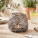 GILDE Lantaarn metaal Chico – tafeldecoratie kleur: zilver antieke afwerking mat – decoratieve kandelaar voor theelichtjes of kleine stompkaarsen hoogte 12 cm