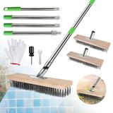 Merkloos Draadbezem Stalen borstel 30 cm met 160 cm steel en handschoenen