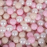KiddyMoon Ballenbak 200 Ballen 7 cm Zacht Ideaal Voor Ballenbak Speeltenten En Springkastelen Kleurrijk Duurzaam Gemaakt In EU Voor Binnen En Buiten - Pastelbeige Poederroze Parel