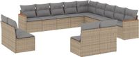 vidaXL 13-delige Loungeset met kussens Poly Rattan Beige