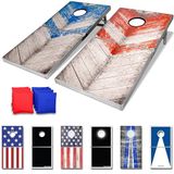GoSports Aluminium cornhole-spelsets, kies ledverlichting of standaard, set bevat 2 opvouwbare borden van standaardformaat, 8 bonenzakjes en spelregels (mogelijk niet in het Nederlands), 122 x 61 cm