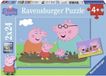 Ravensburger Puzzle Peppa Pig, Vie de famille, 2 x 24 pièces, 26 x 18 cm, à partir de 4 ans, inclus affiche