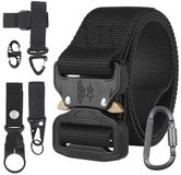 LTPRTZ Geepen Tactical Belt, 50 inches, 6 Pieces Military Belts + 2 Carabiner Hooks + Key Chain + Bottle Holder + Glove Strap Metal Cable Quick Release for Hunting, Trekking, Sports, Work in the Open