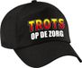 Bellatio Decorations Trots op de zorg pet zwart voor dames en heren - waardering baseball caps - steun zorgpersoneel petten