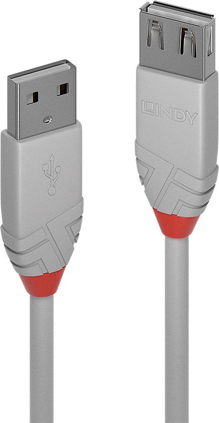 Lindy 36711 USB 2.0 Kabel - 0,5 m - Grijs