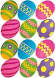 Bellatio Decorations Shoppartners Bv DIY Cut Outs papieren decoratie paaseieren - 12x stuks op een vel - Paasdecoraties - uitknippen en ophangen - eenzijdig bedrukt