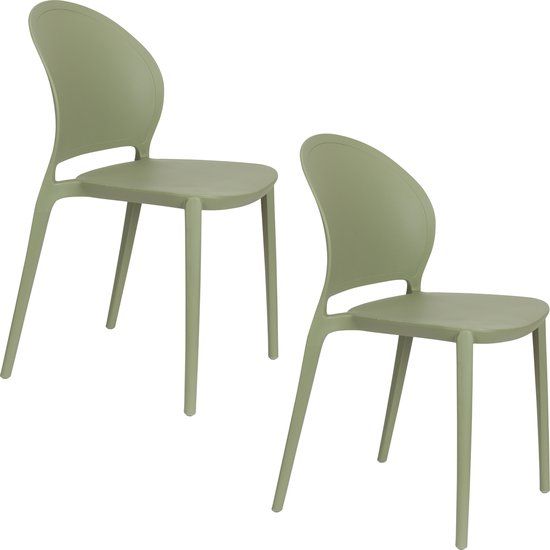 Housecraft Living Sjoerd Tuinstoelen/ Eetkamerstoel Kunststof Groen - Set van 4