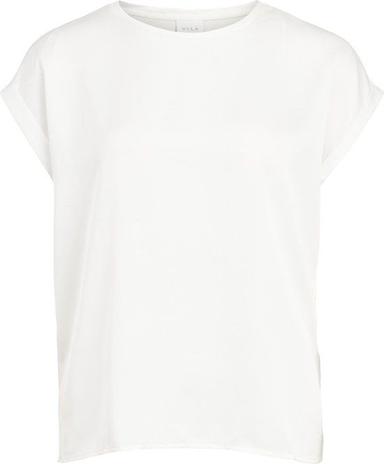 Vila Viellette S/S Satin Top - Snow White - 36