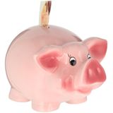 Cepewa Spaarvarken - roze - 25 cm - grote spaarpot - dolomiet kunststeen