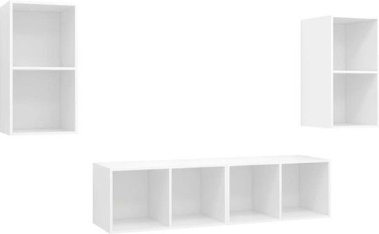 VidaXL TV-meubel & entertainment center, 4 stuks, bewerkt hout, wit