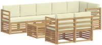 vidaXL Bank loungeset 8 zitplaatsen Wit en crèmekleurig Polyester