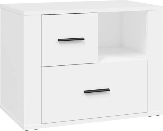 vidaXL Nachtkastje 60x36x45 cm Bewerkt Hout Wit